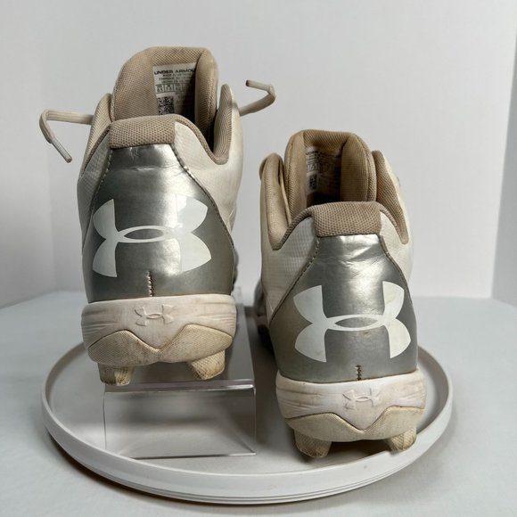 Under Armour Mens 8.5 Leadoff Mid RM 1297315-100 Baseball‎ Cleats White Silver - Picture 12 of 14